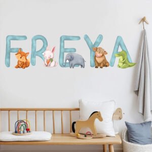cartoon animal personalised names wall stickers